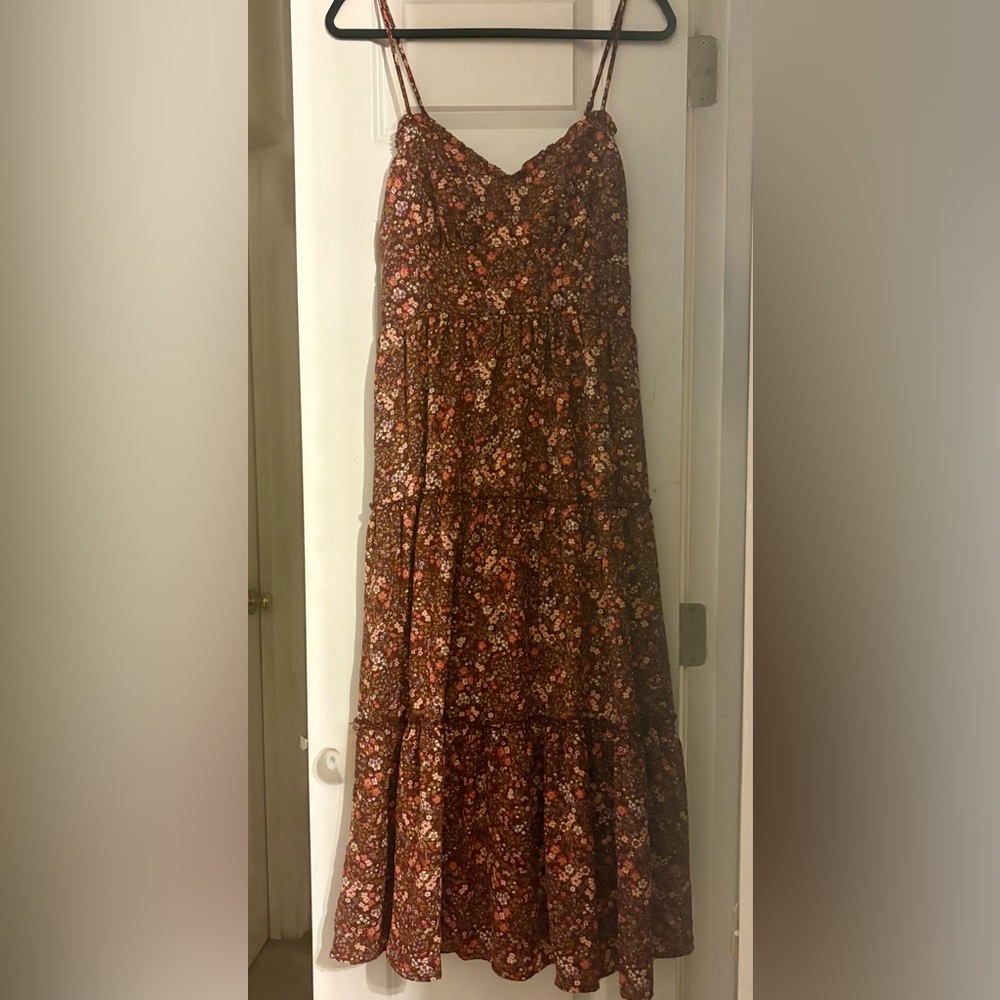 Trixxi Brown and Cream Tiered Maxi Skirt